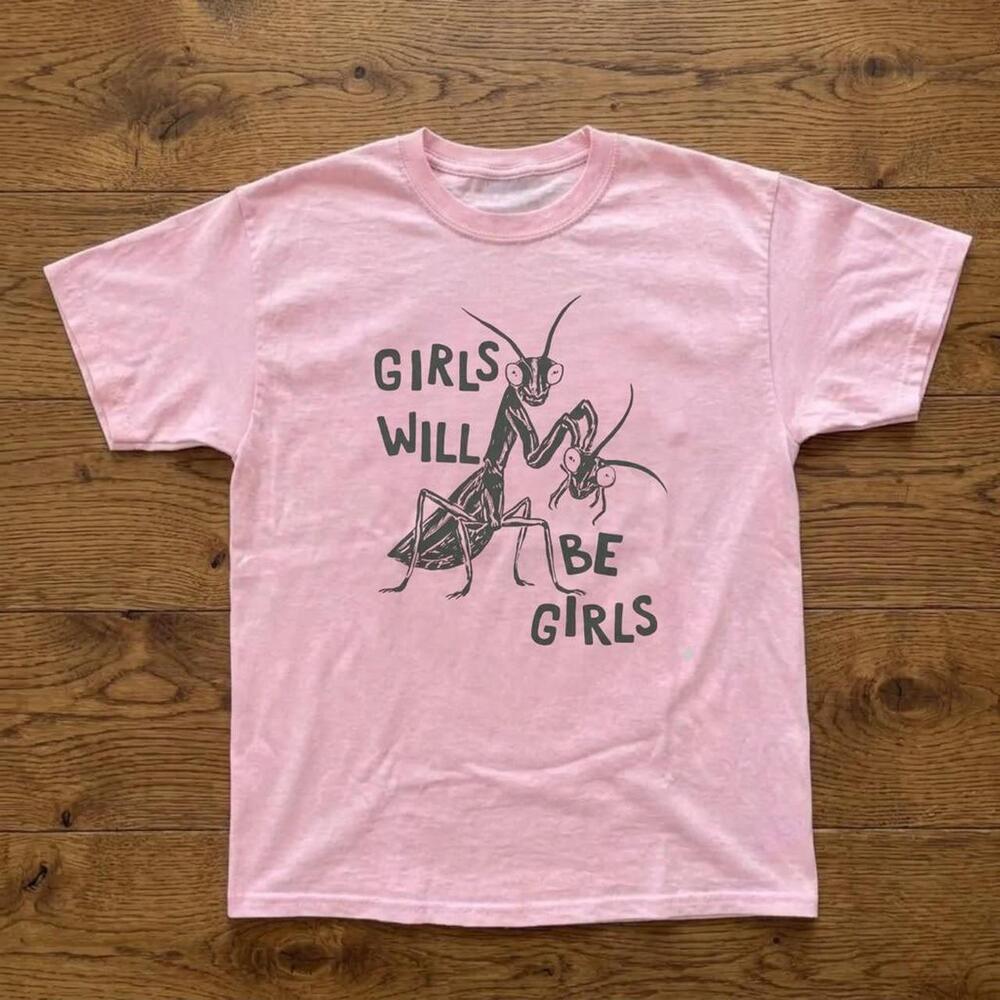 Girls Will Be Girls Praying Mantis Graphic Indie Pink T-Shirt